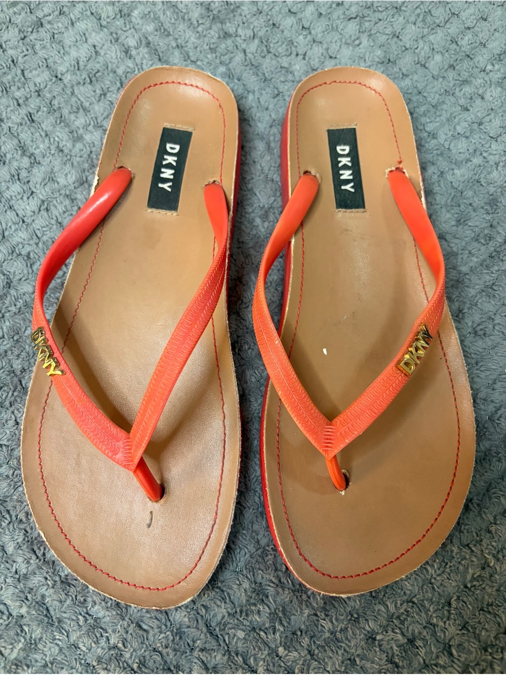 DKNY Women's Orange Flip Flop Sandals